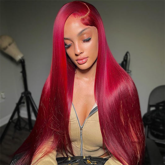 Ying Glueless Red Lace Front Wig Straight 13X6 13X4 HD Transparent Lace Colored Human Hair Wigs 4X4 5X5 Lace Closure Wig