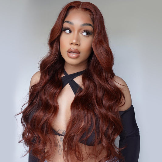 Ying Dark Reddish Brown HD 13X4 13x6 Body Wave Lace Frontal Human Hair Wigs Glueless PrePlucked Cooper Brown 5x5 4x4 Lace Closure Wig Ready to Go