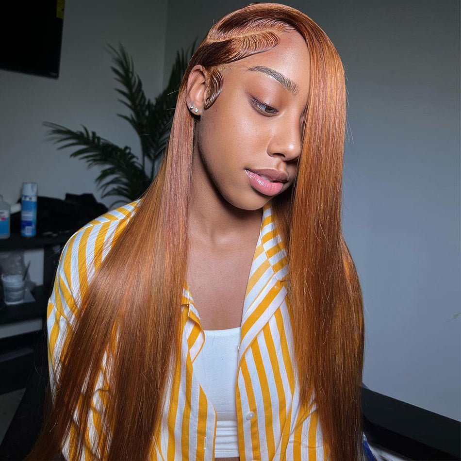 Ying HD 13x4 13x6 Lace Front Wig Human Hair Cooper Ginger Brown Colored Straight Lace Frontal Wig Pre Plucked with Baby Hair 5X5 4X4 Closure Lace Wig