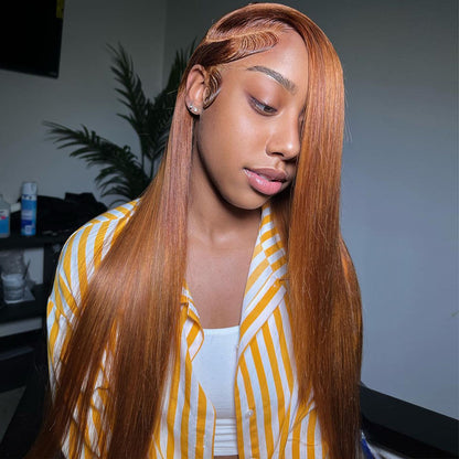 Ying HD 13x4 13x6 Lace Front Wig Human Hair Cooper Ginger Brown Colored Straight Lace Frontal Wig Pre Plucked with Baby Hair 5X5 4X4 Closure Lace Wig