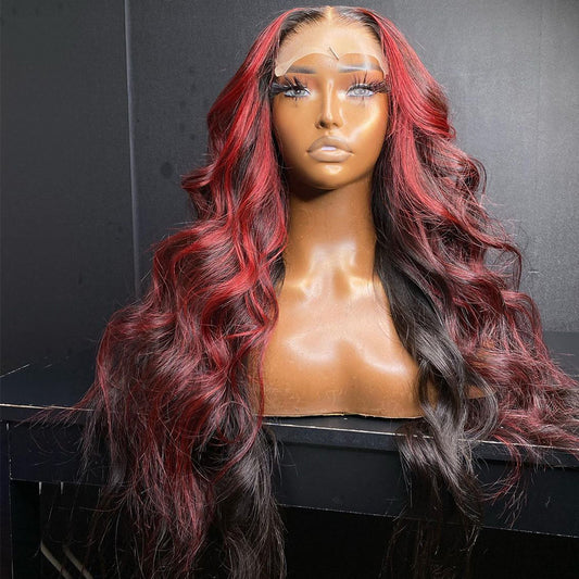 Ying Highlight Red Body Wave Lace Front Wig Pre Plucked Brazilian Hair Wig 13x6 13X4 Lace Frontal Wig For Women HD Transparent 5X5 4X4 Lace Closure Wig