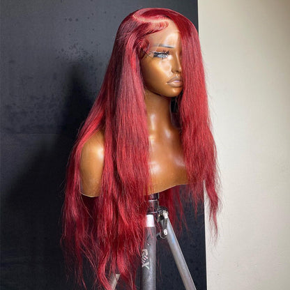 Ying HD Transparent 13x6 13X4 Cherry Red Body Wave Lace Front Wigs Pre-Plucked Peruvian Virgin Colored Human Hair Wigs For Black Women 5X5 4X4 Lace Clsoure Wigs With Baby Hair