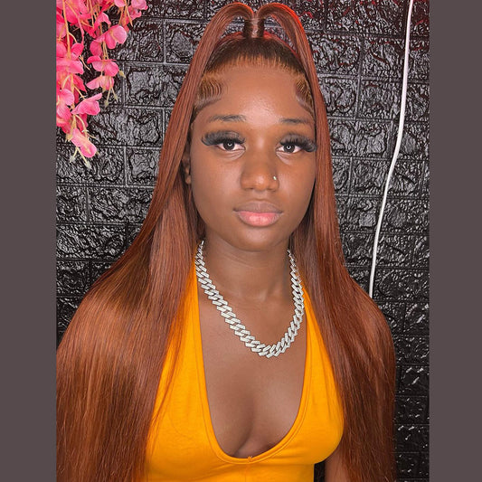 Ying Wear And Go Glueless Human Hair Brazilian Straight Ginger Brown Wig 13x4 13X6 HD Lace Glueless Preplucked Human Wigs Ready To Go