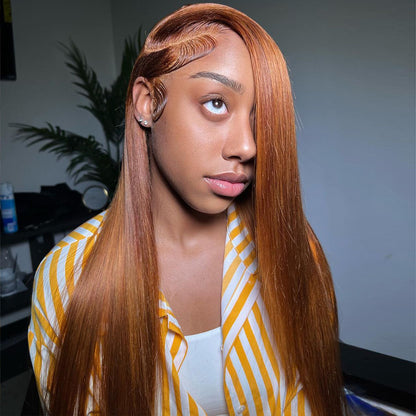 Ying HD 13x4 13x6 Lace Front Wig Human Hair Cooper Ginger Brown Colored Straight Lace Frontal Wig Pre Plucked with Baby Hair 5X5 4X4 Closure Lace Wig