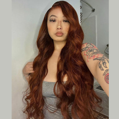 Ying Dark Reddish Brown HD 13X4 13x6 Body Wave Lace Frontal Human Hair Wigs Glueless PrePlucked Cooper Brown 5x5 4x4 Lace Closure Wig Ready to Go