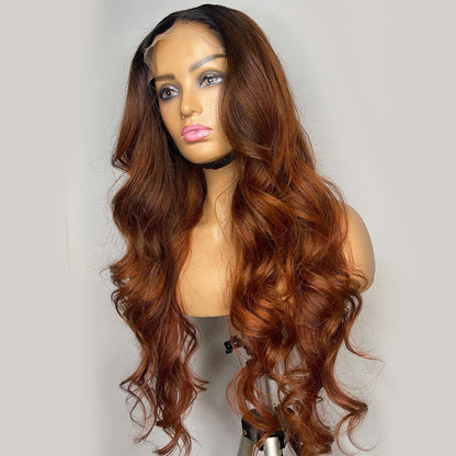 Ying Ombre Ginger Brown Body Wave Colored Human Hair Wigs 13x6 13X4 Lace Frontal Wigs HD Transparent 5X5 4X4 Lace Closure Wigs Brazilian Hair Wigs For Women