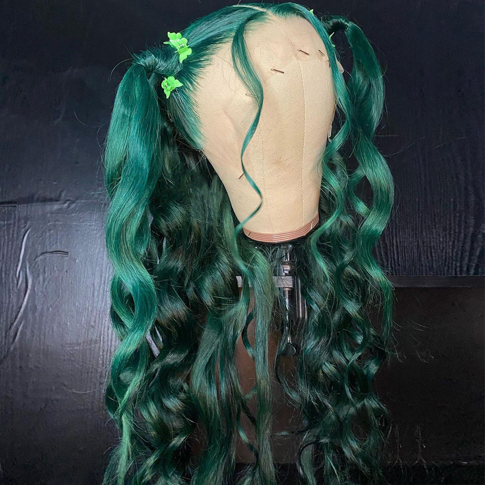 Ying Deep Green Lace Front Wigs Human Hair Loose Wave 13x6 13x4 HD Lace Frontal Wigs Pre Plucked with Baby Hair Dark Green Colored Lace Closure Wig