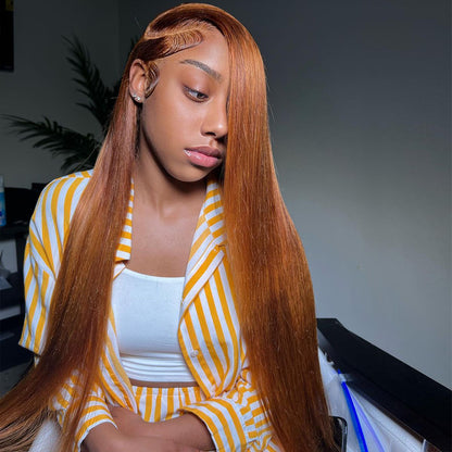 Ying HD 13x4 13x6 Lace Front Wig Human Hair Cooper Ginger Brown Colored Straight Lace Frontal Wig Pre Plucked with Baby Hair 5X5 4X4 Closure Lace Wig