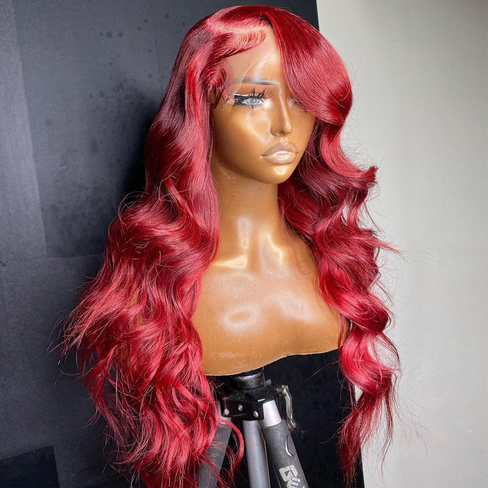 Ying HD Transparent 13x6 13X4 Cherry Red Body Wave Lace Front Wigs Pre-Plucked Peruvian Virgin Colored Human Hair Wigs For Black Women 5X5 4X4 Lace Clsoure Wigs With Baby Hair