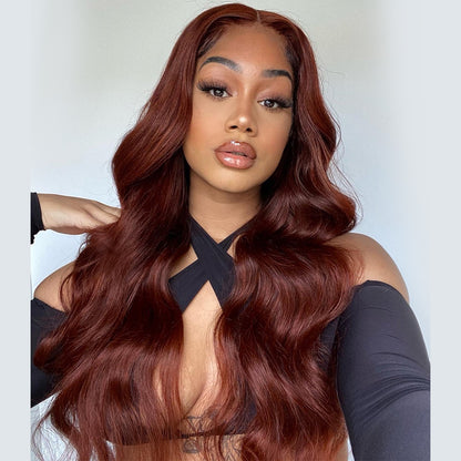 Ying Dark Reddish Brown HD 13X4 13x6 Body Wave Lace Frontal Human Hair Wigs Glueless PrePlucked Cooper Brown 5x5 4x4 Lace Closure Wig Ready to Go