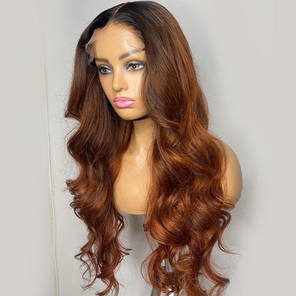 Ying Ombre Ginger Brown Body Wave Colored Human Hair Wigs 13x6 13X4 Lace Frontal Wigs HD Transparent 5X5 4X4 Lace Closure Wigs Brazilian Hair Wigs For Women