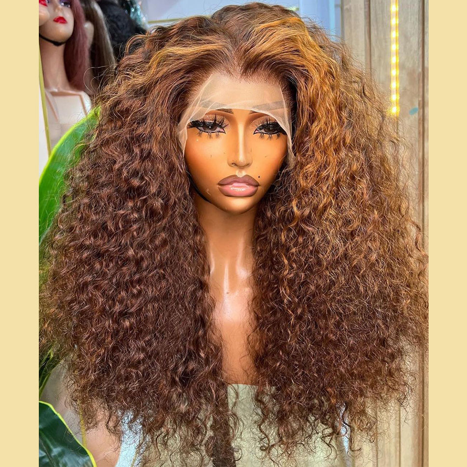 Ying Chocolate Brown Lace Front Human Hair Wigs For Women HD 13x4/13x6 Lace Frontal Water Wave Wig Highlight Brown Colored 5x5 4x4 Lace Closure Wig