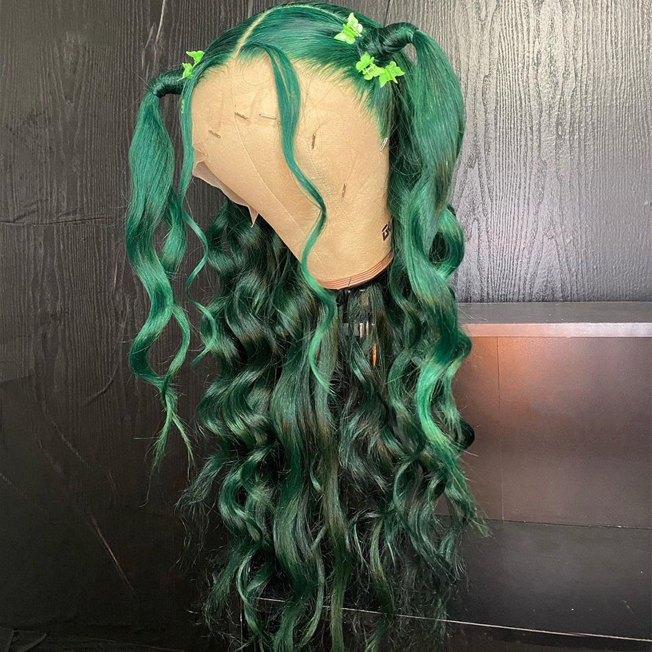 Ying Deep Green Lace Front Wigs Human Hair Loose Wave 13x6 13x4 HD Lace Frontal Wigs Pre Plucked with Baby Hair Dark Green Colored Lace Closure Wig