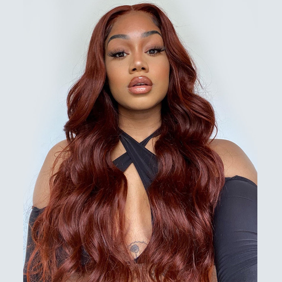 Ying Dark Reddish Brown HD 13X4 13x6 Body Wave Lace Frontal Human Hair Wigs Glueless PrePlucked Cooper Brown 5x5 4x4 Lace Closure Wig Ready to Go