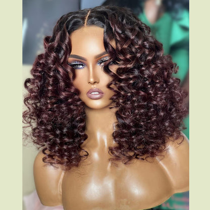 Pixie Short Afro Curly Bob Human Hair Wigs With Bangs For Women Brazilian Remy Hair Wear and Go Natural Brown Kinky Curly Wigs