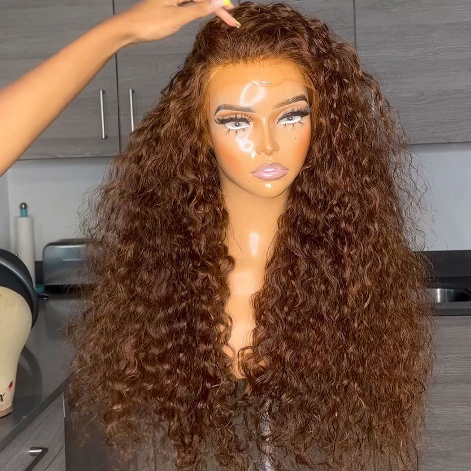 Ying Chocolate Brown Lace Front Human Hair Wigs For Women HD 13x4/13x6 Lace Frontal Water Wave Wig Highlight Brown Colored 5x5 4x4 Lace Closure Wig