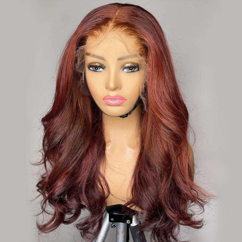 Ying 13X6 Lace Frontal Body Wave Wig Ombre Reddish Brown Best Hair Style HD Transparent 13x4 Lace Front Human Hair Wigs for Women