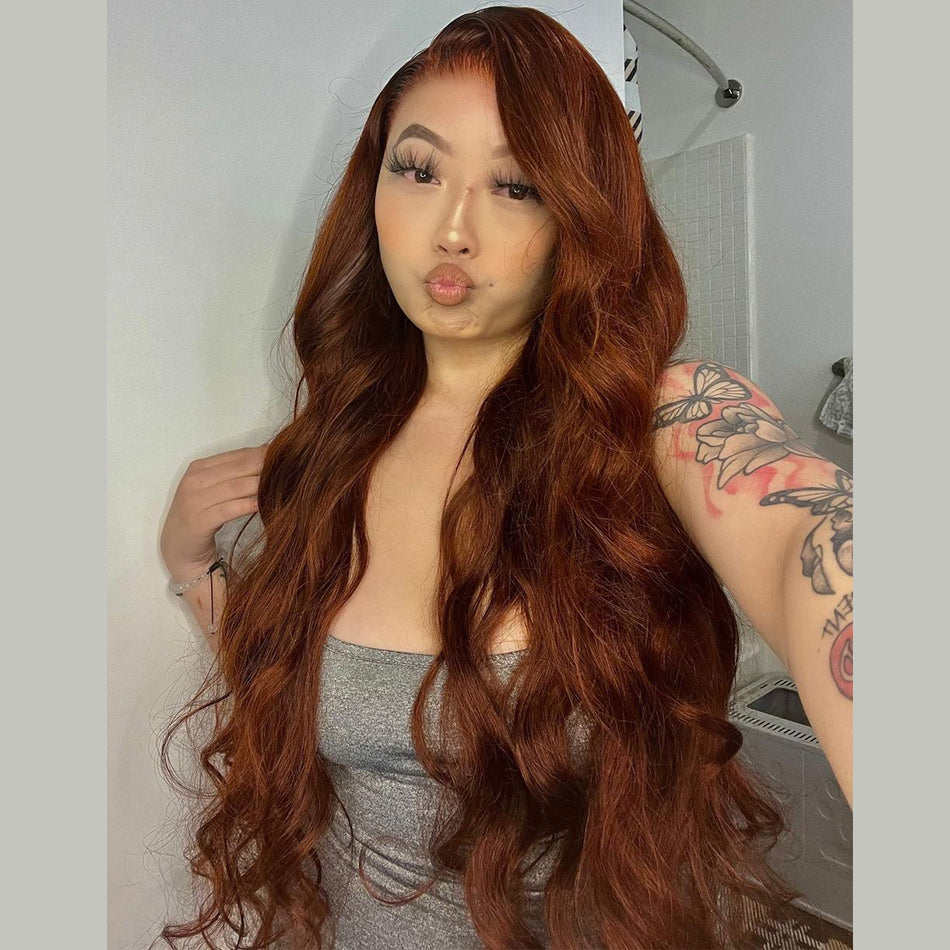 Ying Dark Reddish Brown HD 13X4 13x6 Body Wave Lace Frontal Human Hair Wigs Glueless PrePlucked Cooper Brown 5x5 4x4 Lace Closure Wig Ready to Go