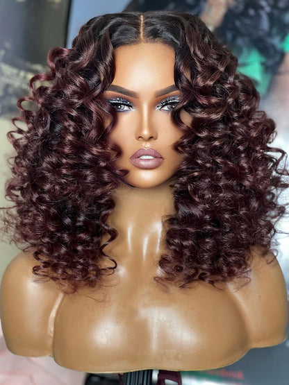 Pixie Short Afro Curly Bob Human Hair Wigs With Bangs For Women Brazilian Remy Hair Wear and Go Natural Brown Kinky Curly Wigs