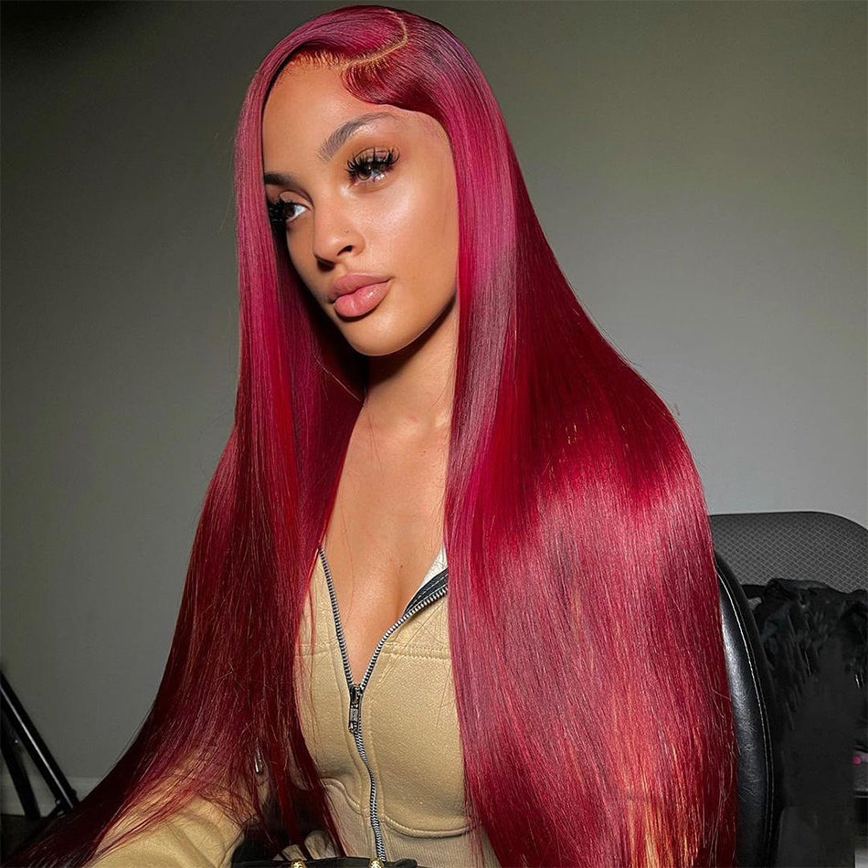 Ying Glueless Red Lace Front Wig Straight 13X6 13X4 HD Transparent Lace Colored Human Hair Wigs 4X4 5X5 Lace Closure Wig