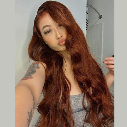 Ying Dark Reddish Brown HD 13X4 13x6 Body Wave Lace Frontal Human Hair Wigs Glueless PrePlucked Cooper Brown 5x5 4x4 Lace Closure Wig Ready to Go