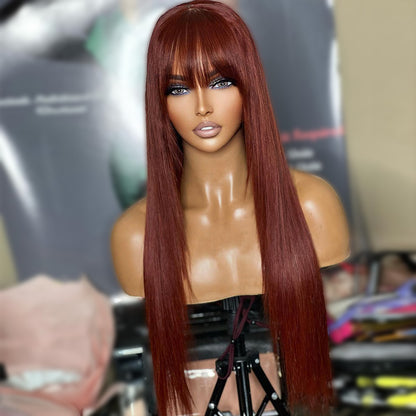 Ying 13x4 13x6 Lace Frontal Wigs Reddish Brown Color Straight Human Hair Wigs With Bangs Brazilian 5x5 4X4 Lace Closure Wigs For Women