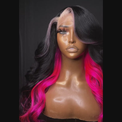 Ying 1B/Pink Highlights Body Wave Brazilian Human Hair Wigs 13X6 13X4 Transparent Lace Frontal Wigs Pre-Plucked For Black Women